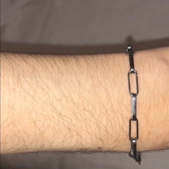 Chain Link Stainless Steel Paper Clip Bracelet New - Picture 3 of 3